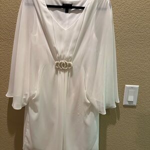 Elegant White/ Cream Dress with Pearl Detail